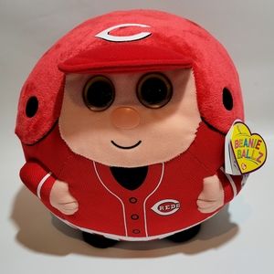 NWT Large Beanie Ballz Cincinnati Reds stuffed toy red and black A12
